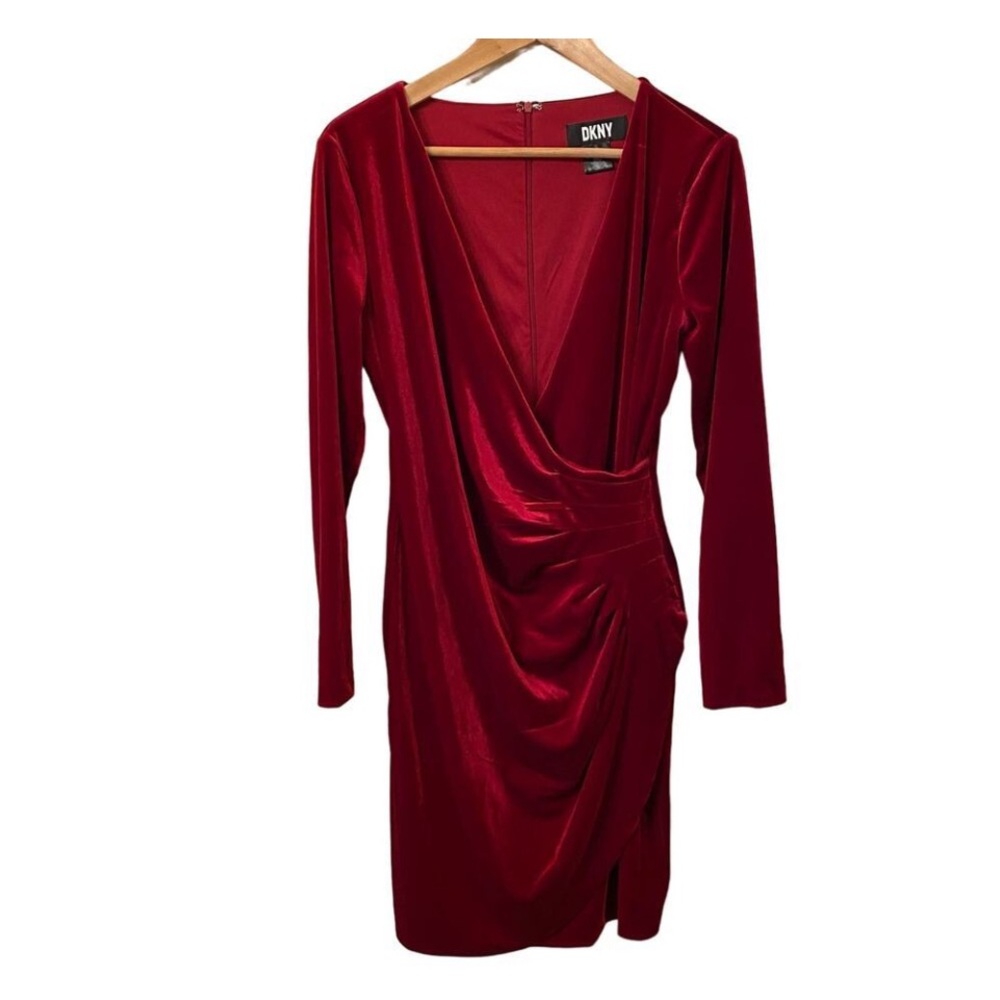 DKNY Long Sleeve Dress in Rich Red
